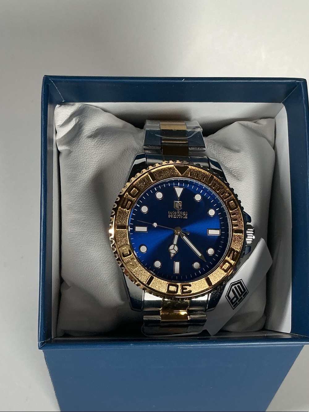 Invicta Two-Tone Blue Dial Men's Watch with Gold Bezel